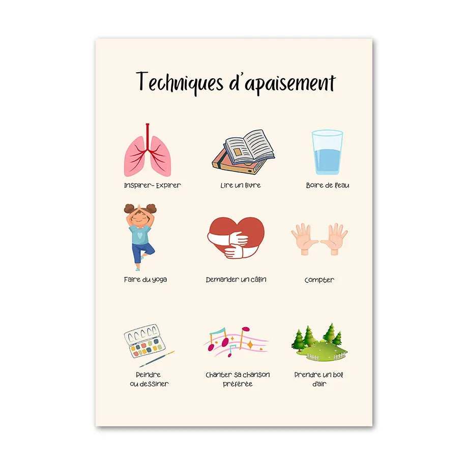 Affiches éducatives "Technique d'apaisement" – Apprendre en douceur