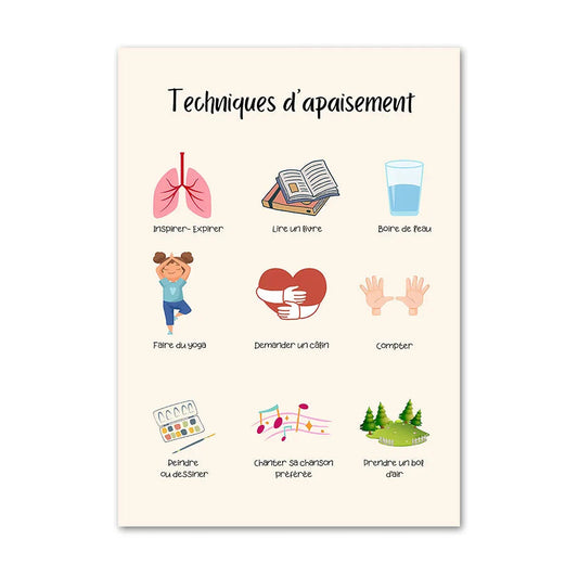 Affiches éducatives "Technique d'apaisement" – Apprendre en douceur